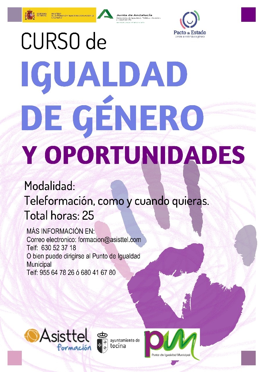 Cartel Curso igualdad de género y oportunidades Tocina (1)
