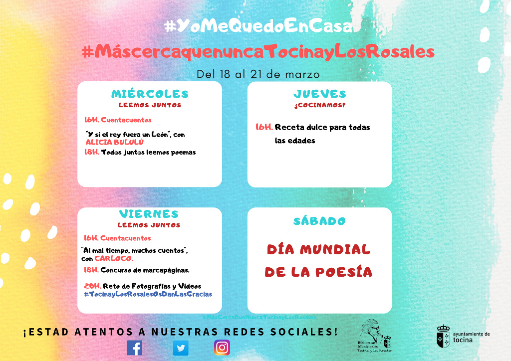 Calendario Actividades. 18 al 21 Marzo 2020