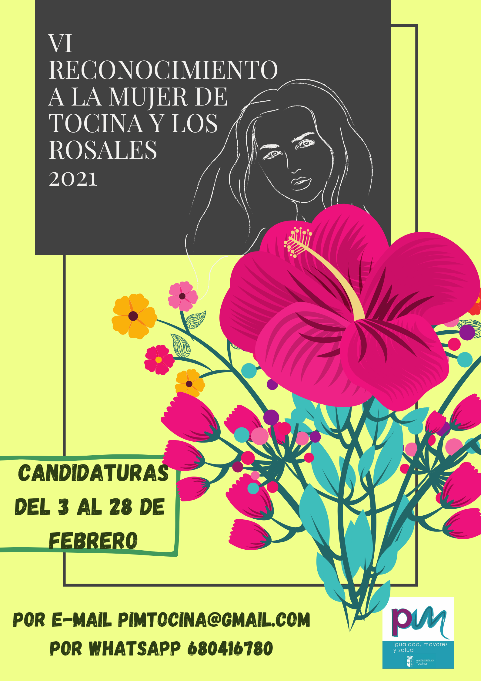 Póster Derechos de la Mujer Floral Negro y Crema (1)